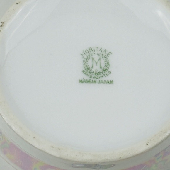 Vintage Noritake Floral Sugar Bowl Blue Lusterware Handpainted Morimura M Japan - Picture 6 of 9